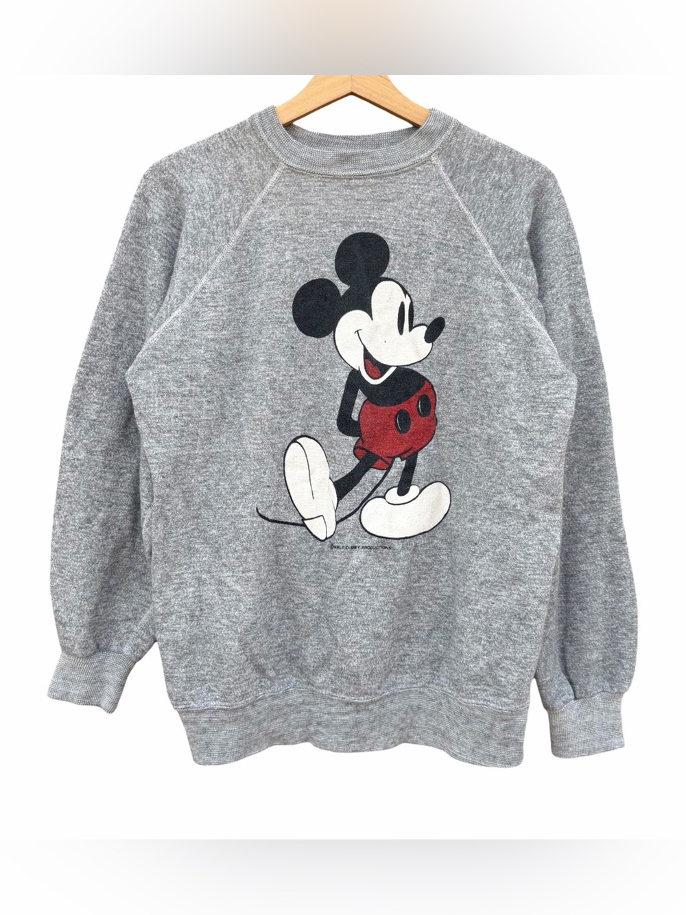 Vintage 80s Disney Mickey Mouse Raglan Crewneck Sweatshirt Gray Medium USA